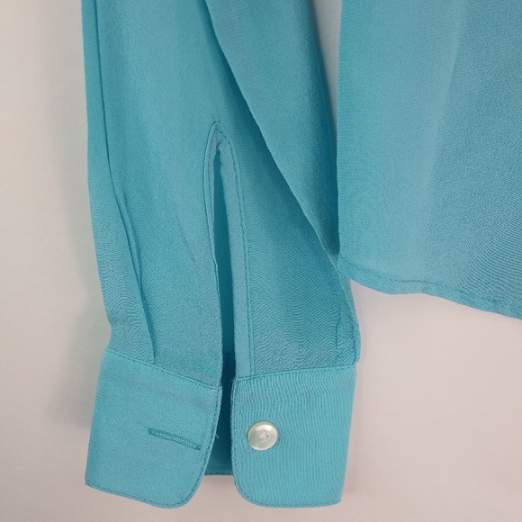 Banana Republic XXS Turquoise Silk Top Workwear - Picture 2 of 7